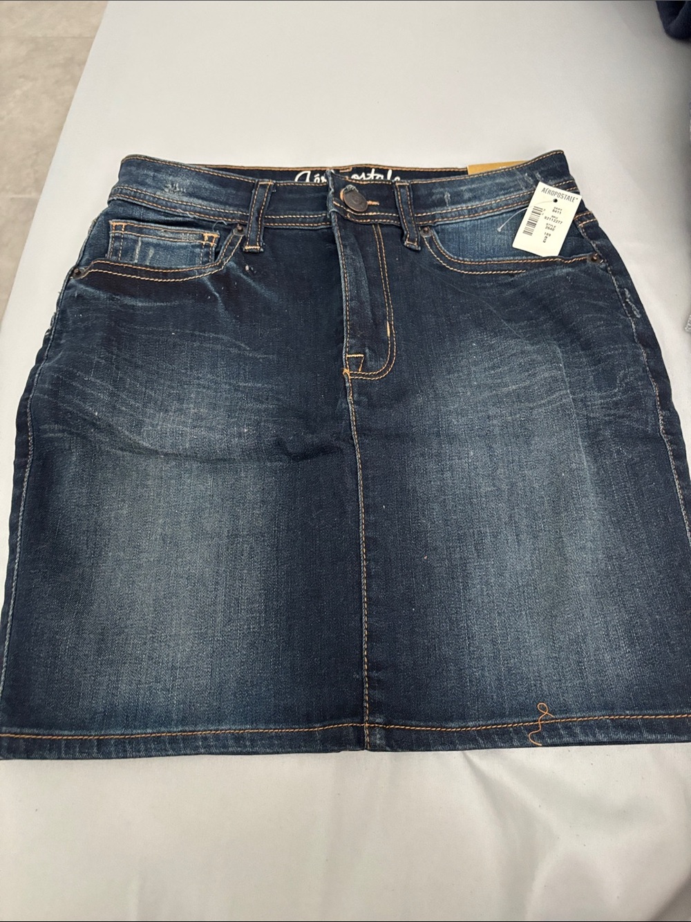 Aeropostale Dark Blue Denim Mini Skirt with Pocket Stitching